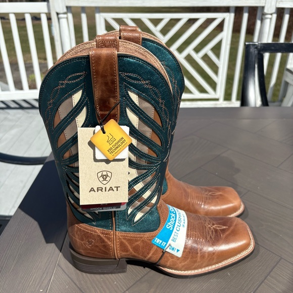 Ariat Shoes - Women’s Ariat Brown and Teal Leather Western Boots